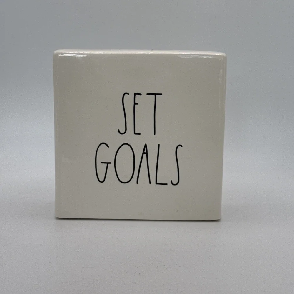 Rae Dunn Desk Decor Square Set Goals Crush Them 2 Sided Ceramic Square Decor